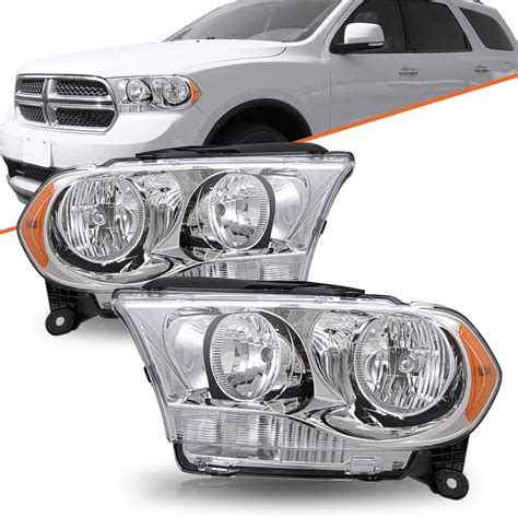 2011-2013 Dodge Durango Headlights Pair Chrome Amber Headlamps Left ...