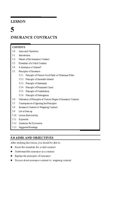 Insurance Contracts: Key Principles and Essentials of Validity - Studocu