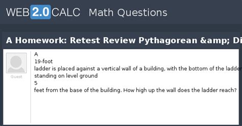 View question - A Homework: Retest Review Pythagorean & Distance