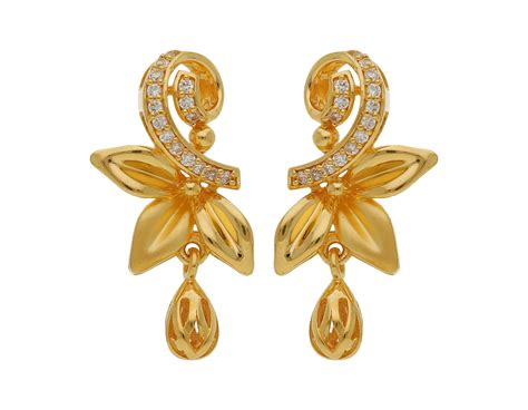 Sree Kumaran | Royal Floral Drop Stone Gold Earrings