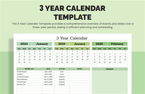 Three Year Planner Calendar