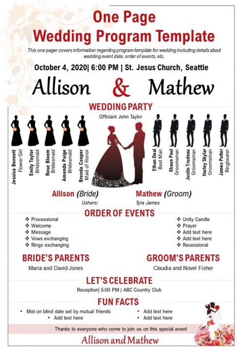 Image result for Wedding Service Program Template