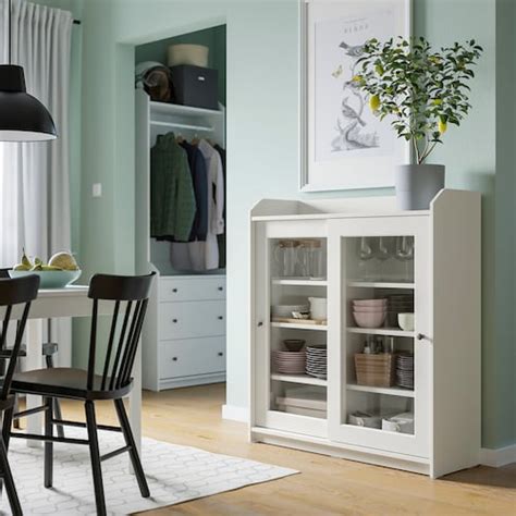 HAUGA glass-door cabinet, white, 105x116 cm (413/8x455/8") - IKEA