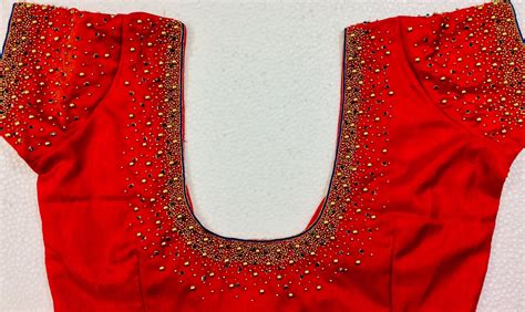 Stitched bead embroidery blouse