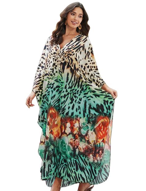 Edolynsa Plus Size Beach Dresses Long Caftan Loungewear Womens Swimsuit ...