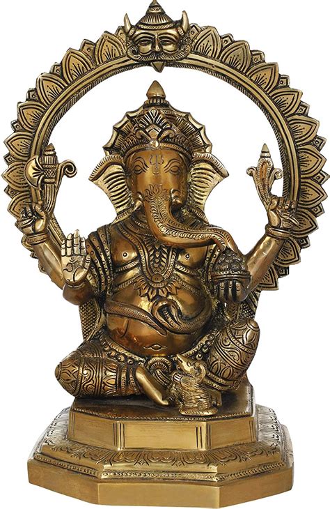 Buy Exotic India Seated Ganesha with Kirtimukha and Lotus Petals ...