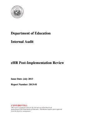 Fillable Online Department of Education Internal Audit eHR Post ...