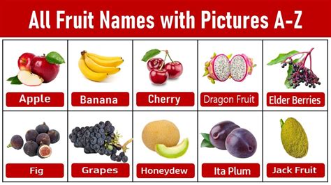 A To Z Fruits Name With Picture