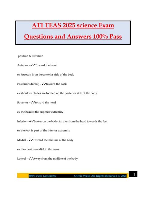 ATI TEAS 2025 science Exam Questions and Answers 100% Pass - Teas ...