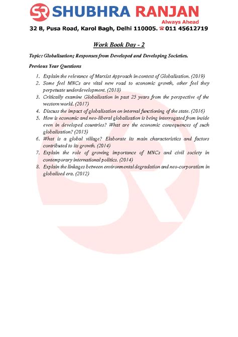 Globalisation Study Notes: Societal Responses & Challenges (Course Code ...