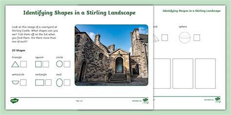 Identifying Shapes in a Stirling Landscape Activity Sheet