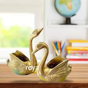IYI MERCHANT Brass Swan Planters Pair | Golden Color Swan Set for ...