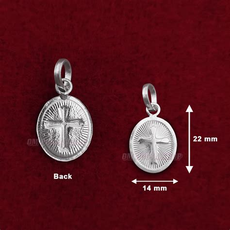 Oval Shape Holy Cross Pendant in Pure Silver & Pure Gold