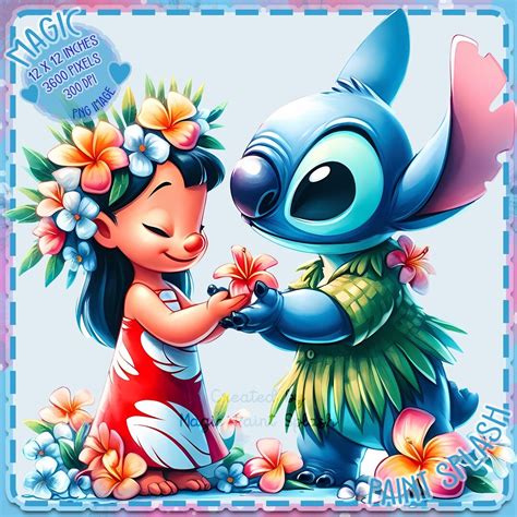 Lilo and Stitch Flowers PNG: Tropical Hawaiian Art (digital Download ...