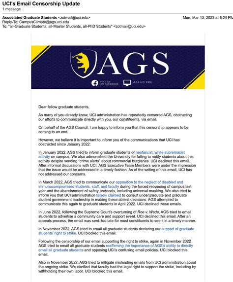 All grad students just got this email calling out UCI on free speech : r/UCI