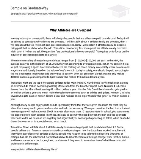 ⇉Why Athletes are Overpaid Essay Example | GraduateWay
