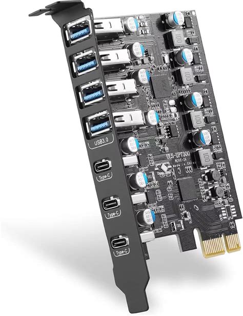 7 Ports PCI-E to USB 3.0 Expansion Card (4 USB A and 3 USB C Ports ...