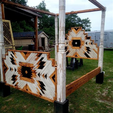 Aztec southwest rustic bed frame | Western bedroom decor, Rustic bed ...