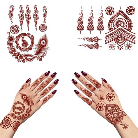 Mandala with Peacock Mehndi Tattoo Waterproof Combo Temporary Mehndi ...
