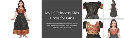 My Lil Princess Girls' Maxi Frockes Kids Black Paithani Round Frock ...