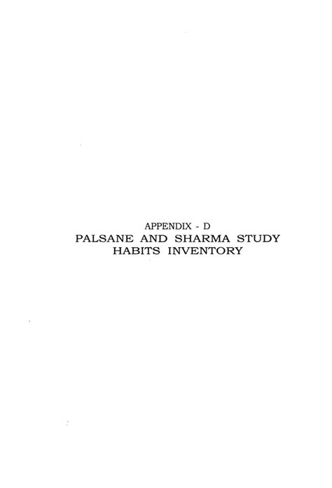 PSSHI Study Habits Inventory Analysis for Psychology Students - Studocu