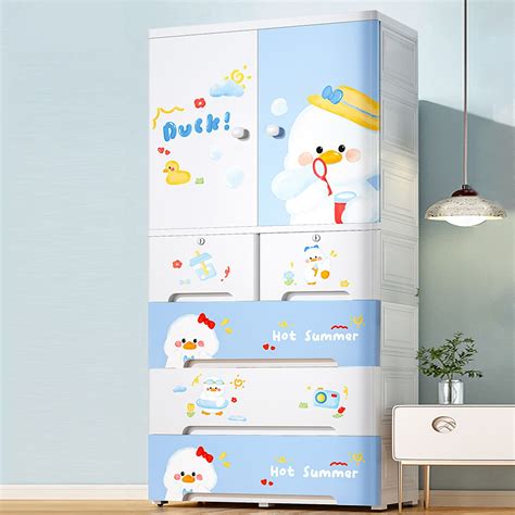 Kids Wardrobe Storage Cabinet with Drawers & Convertible Design