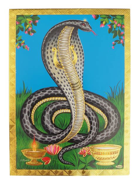 Buy Gold Foil Embossed Hindu God Lord Shiva King Cobra Shrine Picture ...