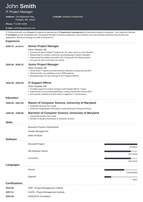 Project Manager Resume 的图像结果