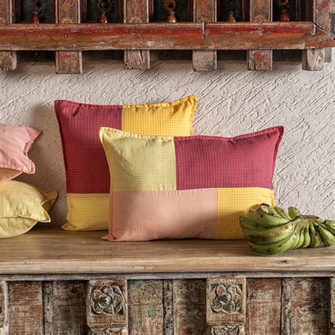 Multi Patch Checks Handloom Cotton Cushion Cover – House of Ekam