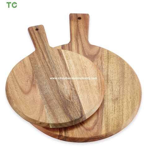 Wholesale Round Acacia Wood Cutting Board/Pizza Peel/Serving Tray ...