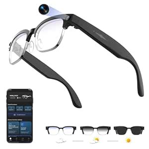 AI Smart Glasses with 4K HD Camera, 800W Anti-Shake Bluetooth Camera ...