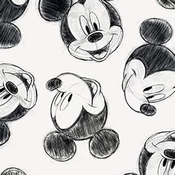 Disney Charcoal Mickey Mouse Fabric by The Yard - Organic 100% Cotton ...