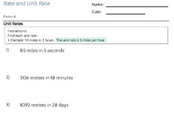 Image result for Sample Unit Rate Problems
