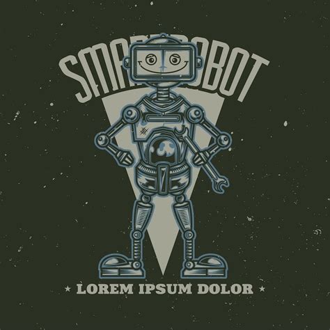 White tee with robot illustration Vectors - Download Free High-Quality ...