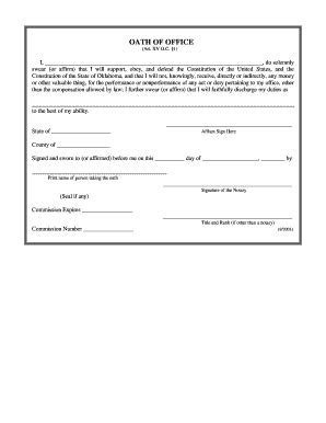 Oath Of Office Form - Oklahoma Secretary Of State - Sos Ok - Fill and ...