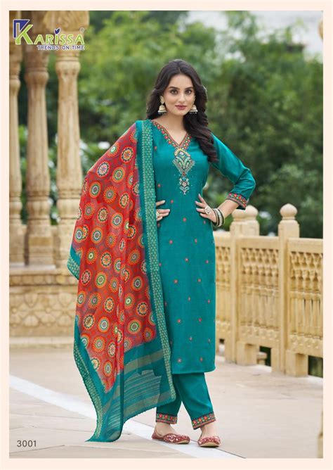 Karissa Nora Vol 3 Fancy Top Bottom With Dupatta Collection: Textilecatalog