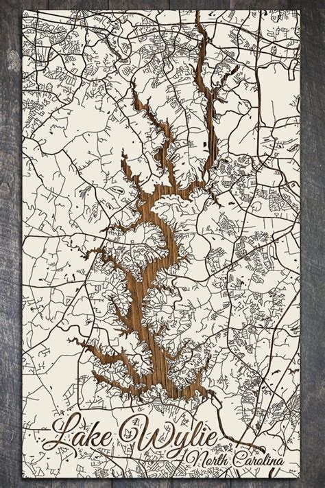 Lake Wylie, North Carolina Map| Wood Wall Decor | Wall Art| Wood Wall ...