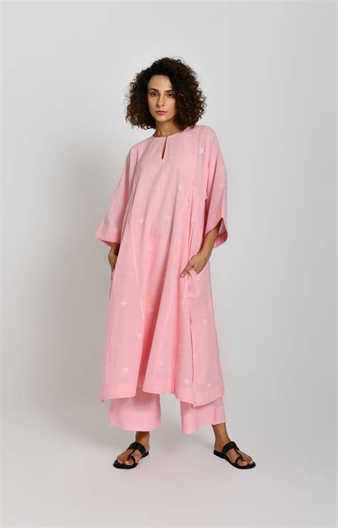 Check Out Jamdani Phiran- Pink -Kurtas &Tunics at Hiranya