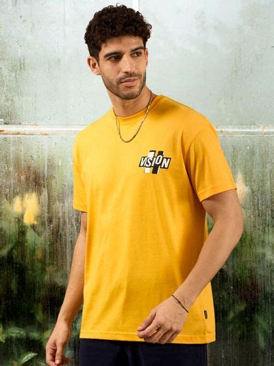 Buy Vision Printed Yellow Oversized T-shirt for Men Online in India ...
