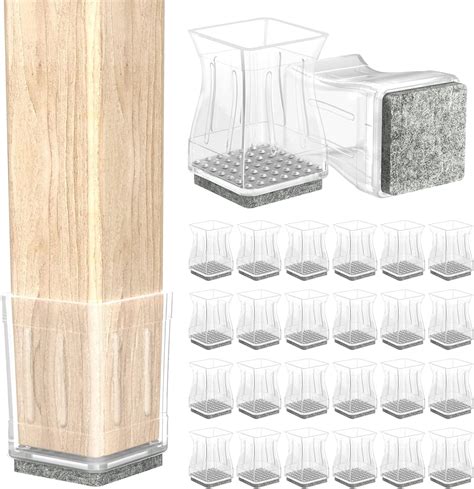 Clear Square Chair Leg Floor Protectors, 16Pcs Silicone Chair Floor ...