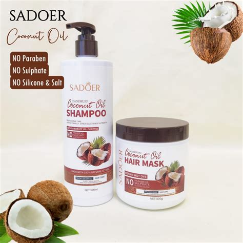 SADOER 2 IN 1 Nourishing Coconut Oil Shampoo & Hair Mask Set 500ml+500g ...