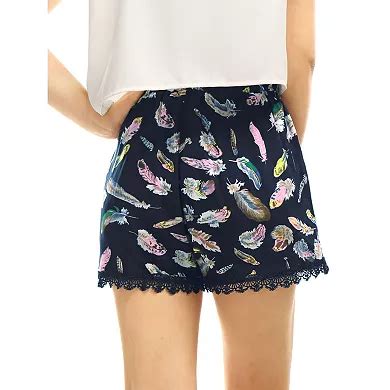 Women's Floral Printed Lace Trim Elastic Waist Shorts