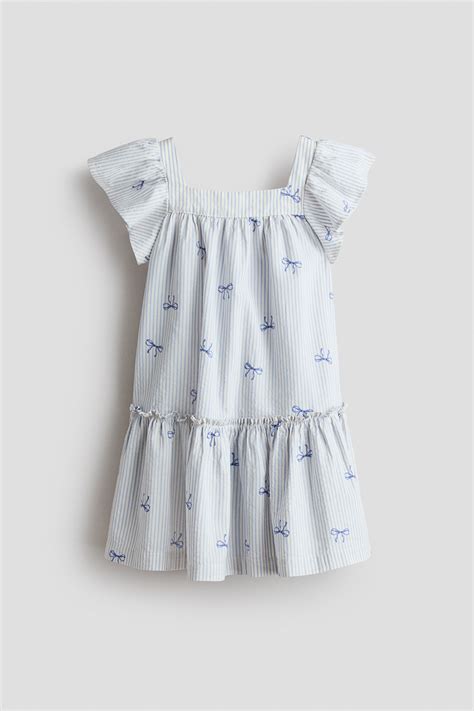 White/Bows Flared cotton dress for kids | H&M IN