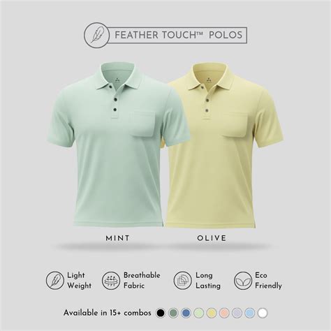 Feather Touch™ Polos with Pocket – Ultra Soft Mint & Olive Men's Combo ...