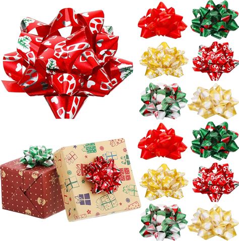 Amazon.com: 24 Pack Christmas Bows for Gift Wrapping Ribbon Gift Bows ...