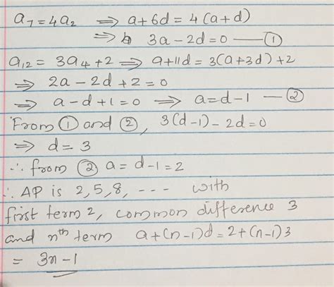 The 7th term of an ap us 4 times its 2nd term and 12th term us 2 more ...