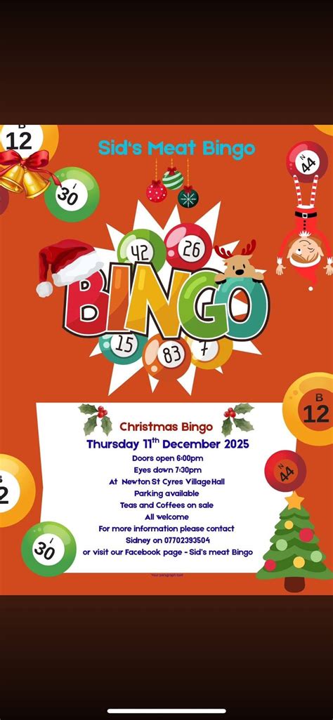 Christmas bingo , Newton St Cyres Village Hall, Exeter, 11 December ...