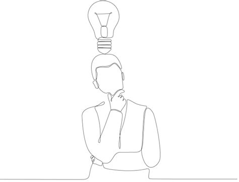 Doorlopende lijntekening van een man op zoek naar ideeën Premium ...