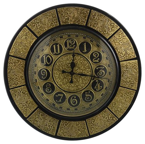 Buy K Art Wood Round Wall Clock (45 cm x 4 cm x 45 cm, Beige & White ...