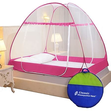 Healthy Sleeping Foldable Polyester Double Bed Mosquito Net (Light Pink ...